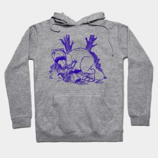 Dinosaur and Robots- Blue Line Art Version Hoodie